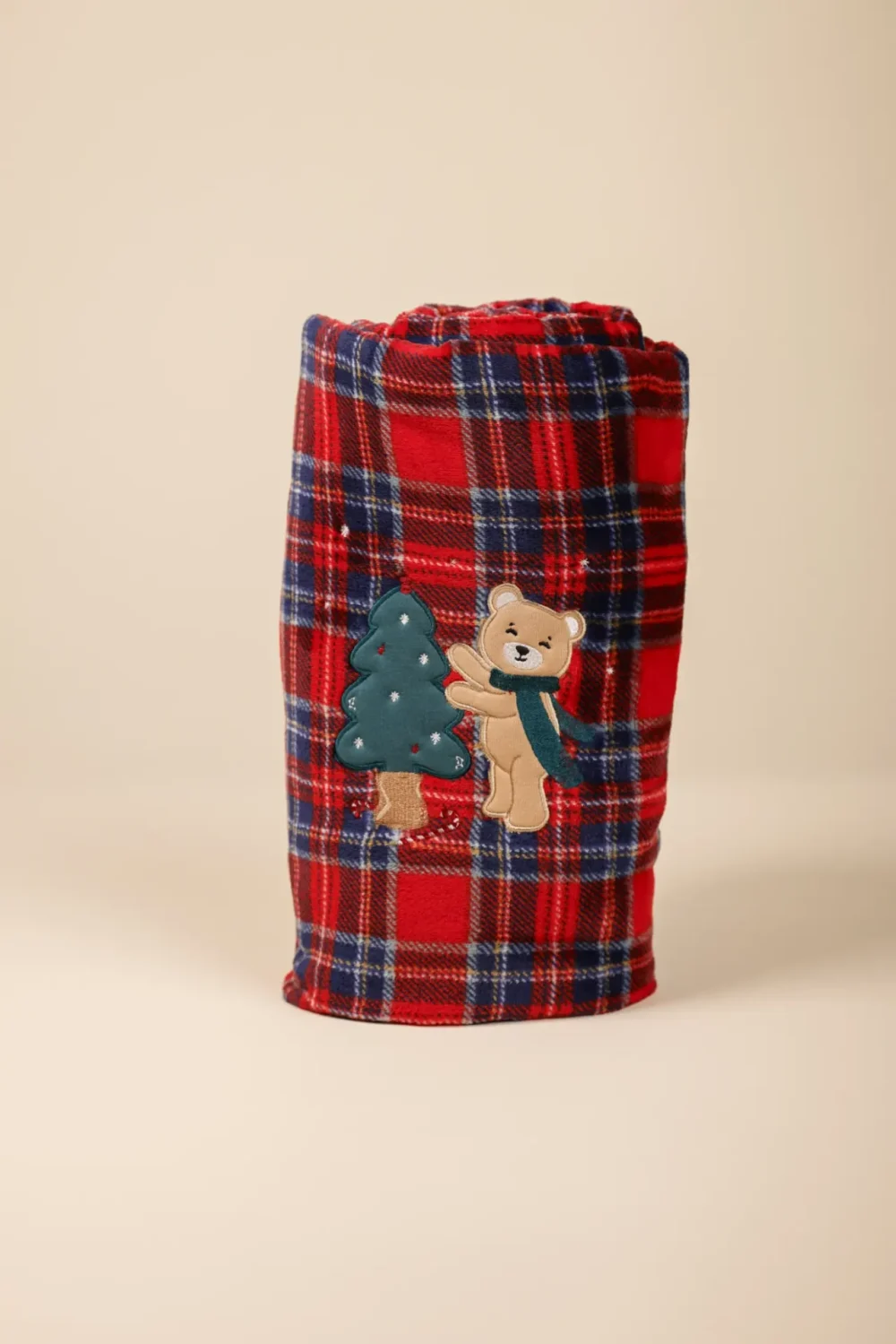 Plaid con applicazione e ricamo 130 x 160 cm articolo orso