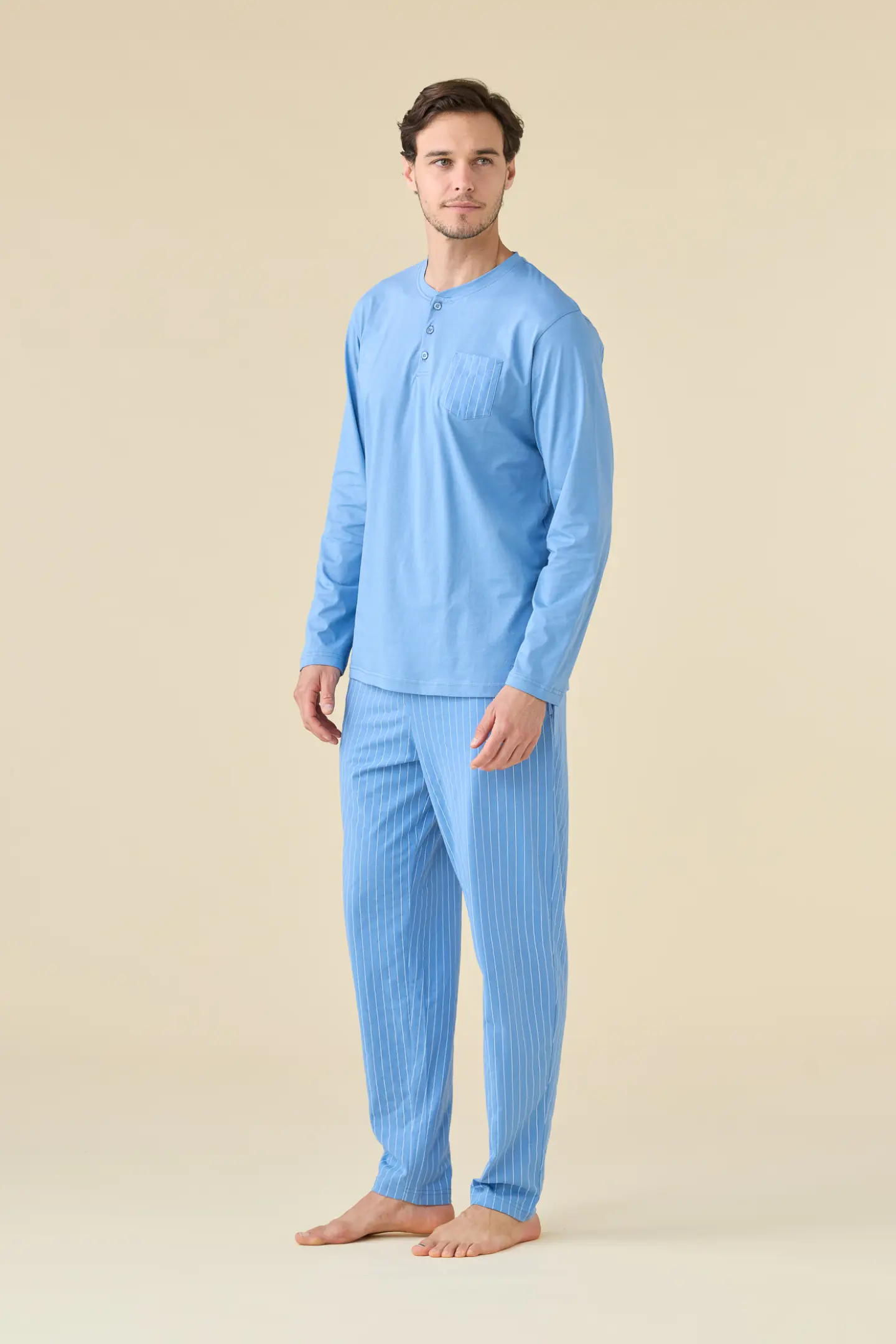 Pigiama uomo estivo in cotone manica lunga stripes