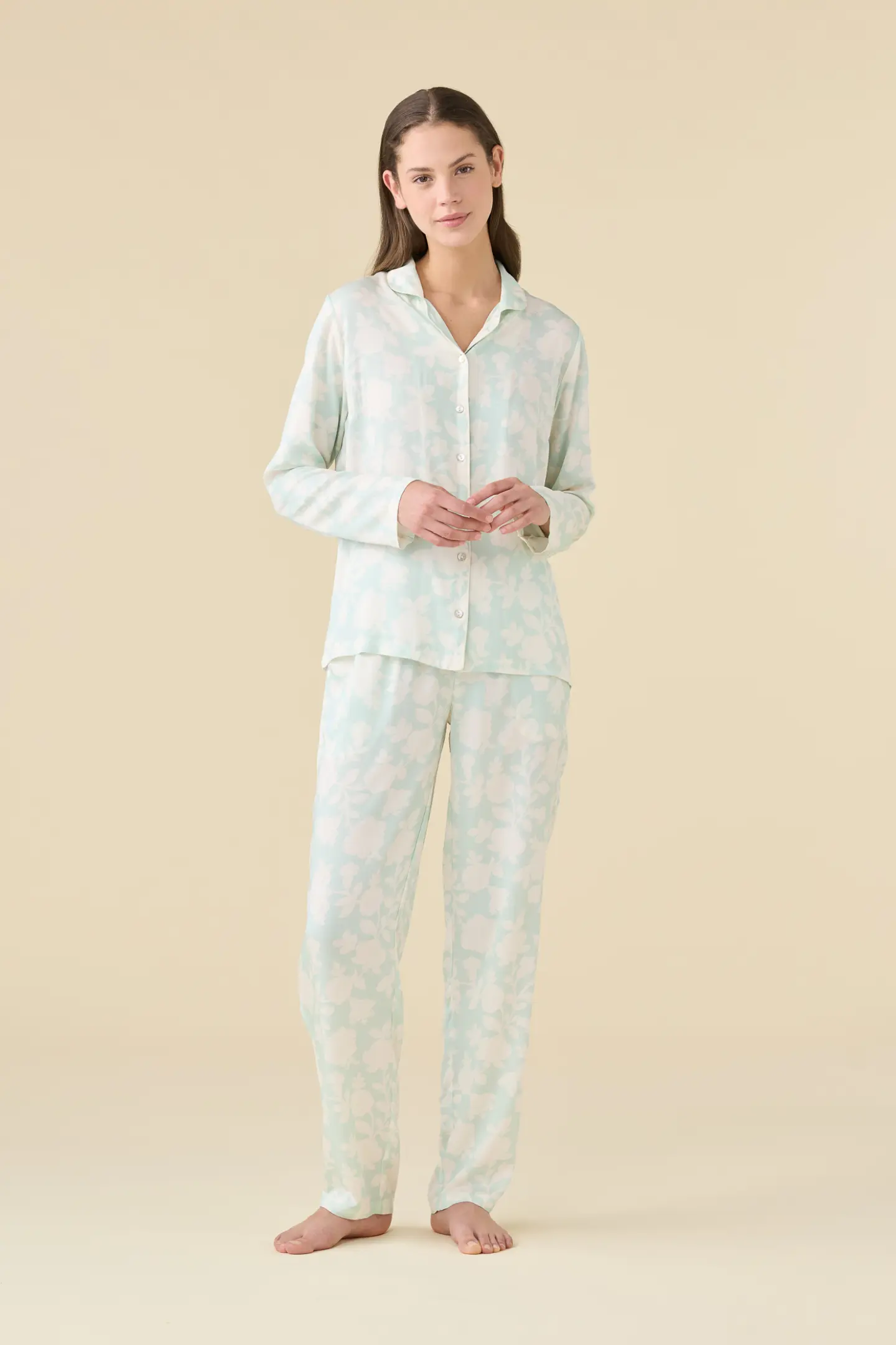 Pigiama donna estivo in viscosa lungo floret.